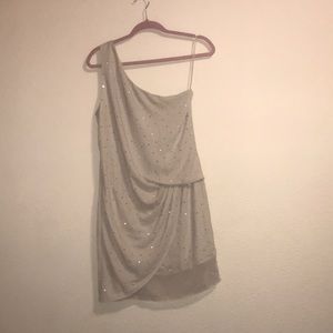 Express Single Shoulder Taupe Cocktail Dress